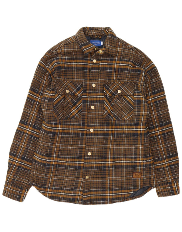 Jack & Jones Chemise en flanelle Lumberjack pour hommes, grand carreaux en coton marron