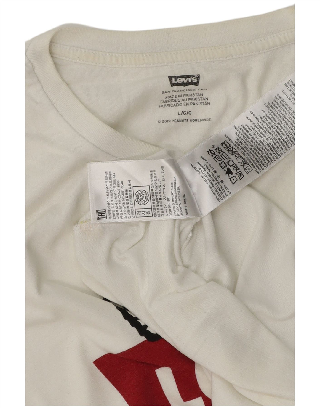 Levi's Tee-Shirt Peanuts Graphic Homme Blanc Large Coton