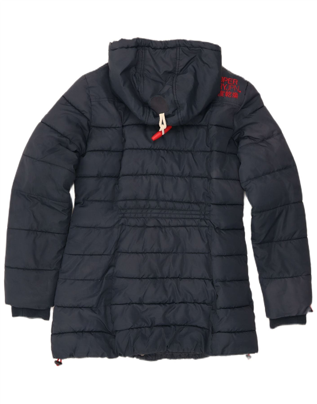Superdry Veste matelassée à capuche pour femme UK 14 Large Bleu Marine Polyester