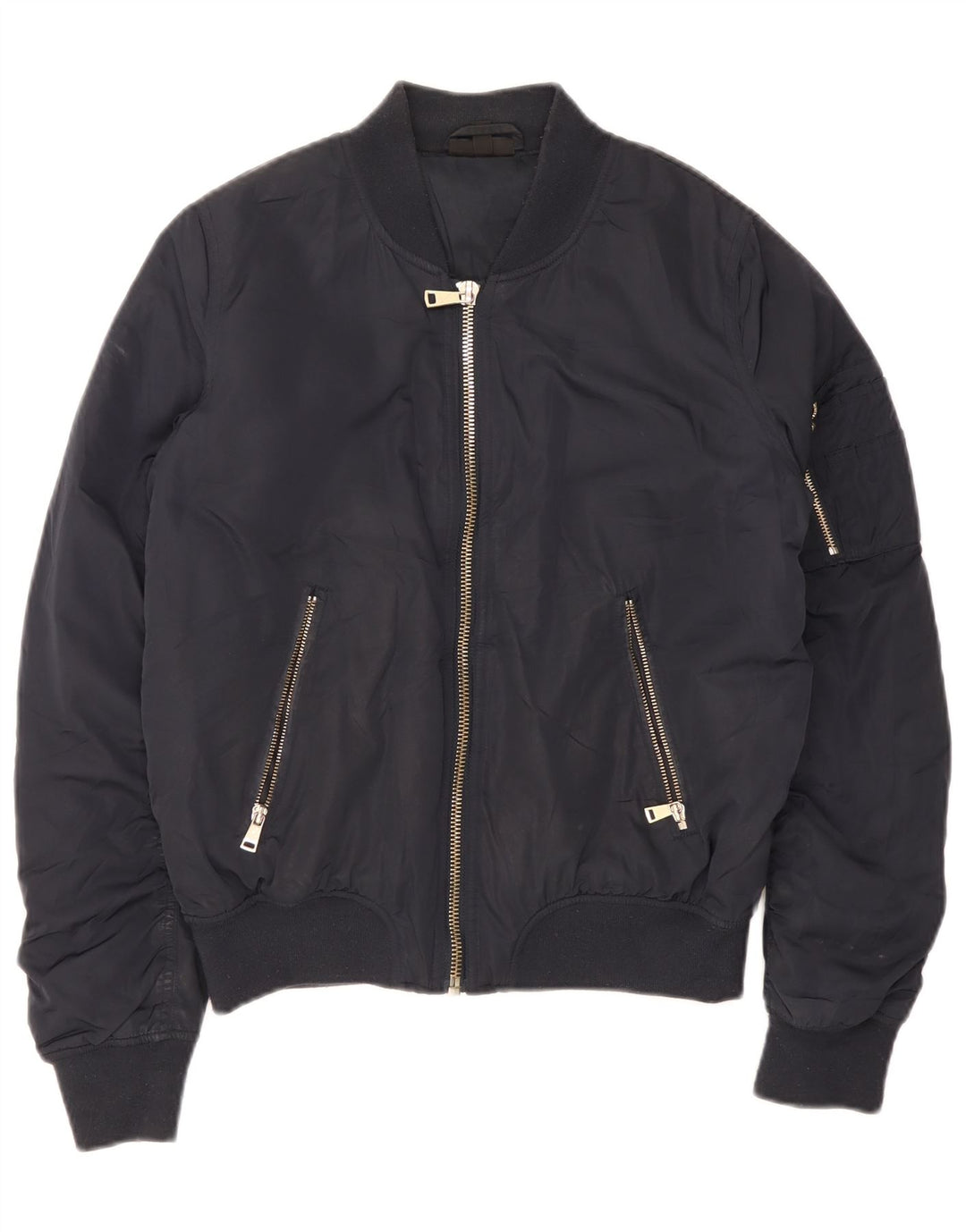 Topshop Veste Bomber Femme UK 12 Medium Bleu Marine Polyester