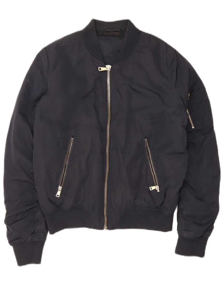 Topshop Veste Bomber Femme UK 12 Medium Bleu Marine Polyester