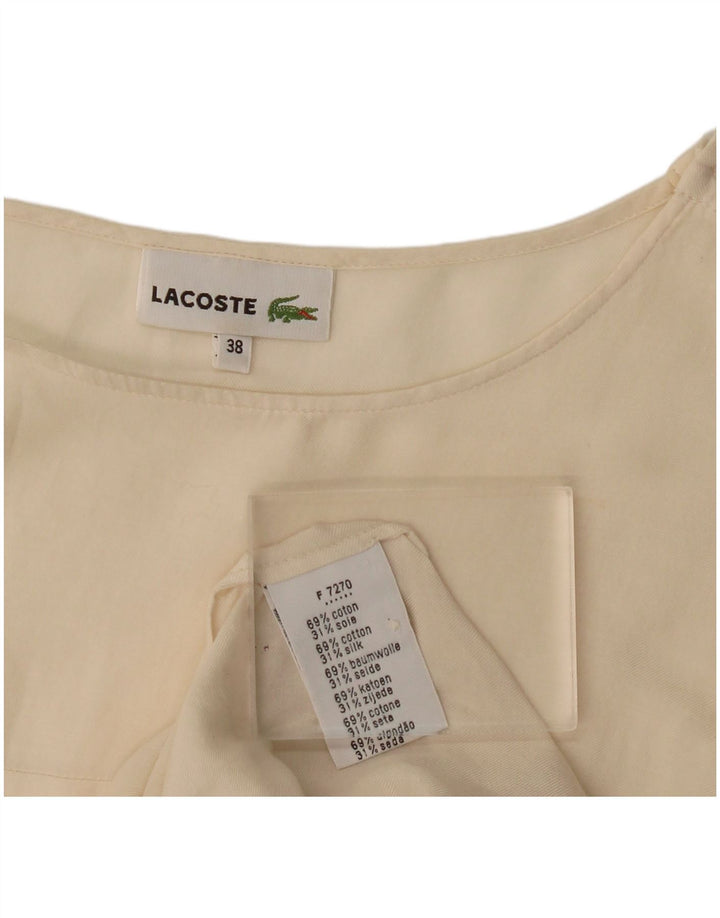 Lacoste Womens 3/4 Sleeve Blouse Top Taille 38 Moyen Blanc Cassé Coton