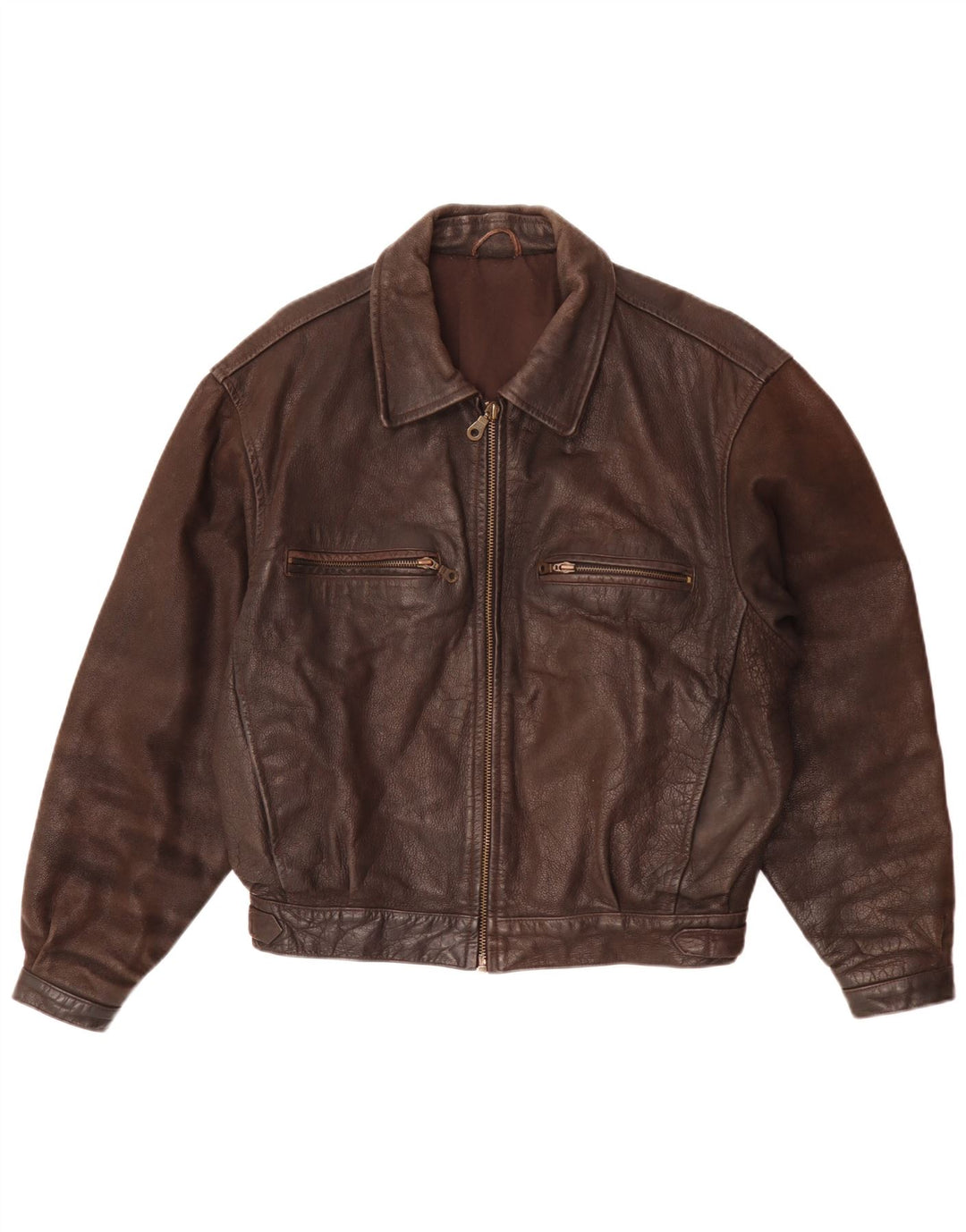 veste en cuir homme vintage IT 50 Grand Marron