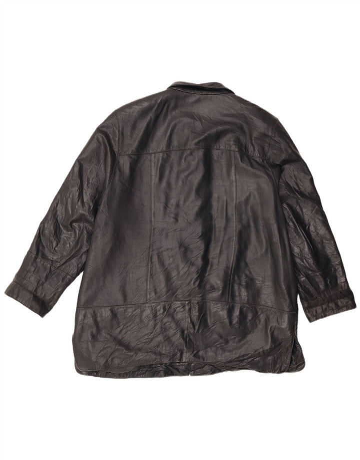 veste en cuir femme vintage IT 46 Grand cuir noir