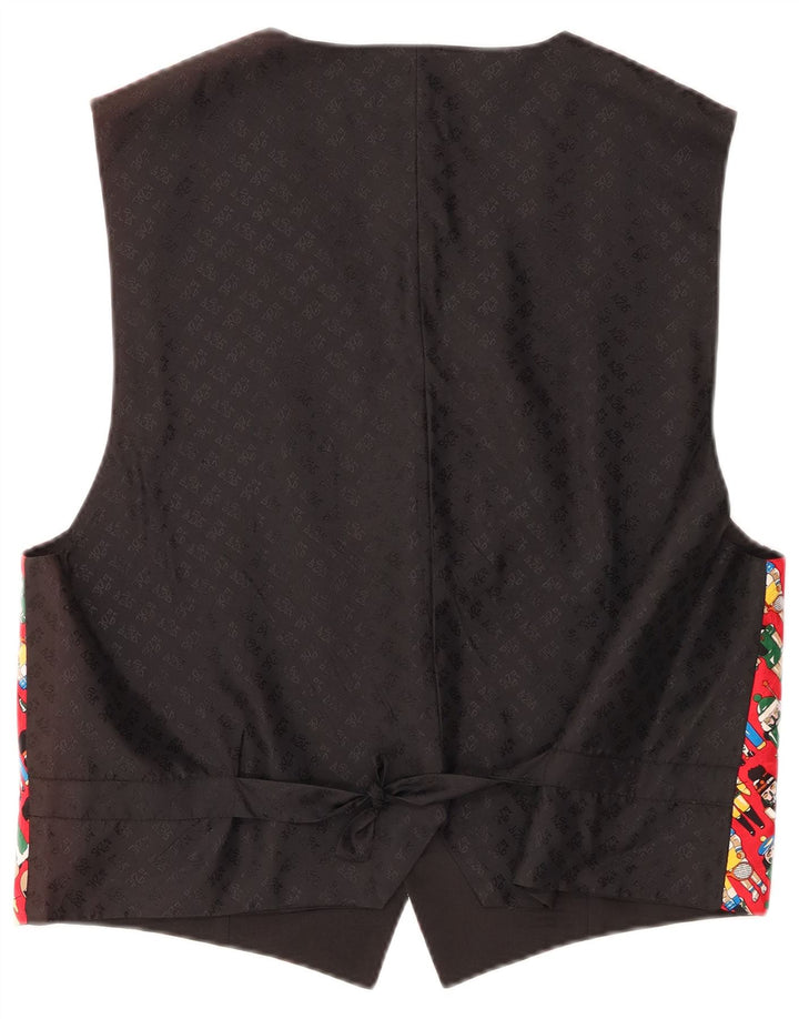 VINTAGE Gilet à motif abstrait pour hommes XL Viscose rouge