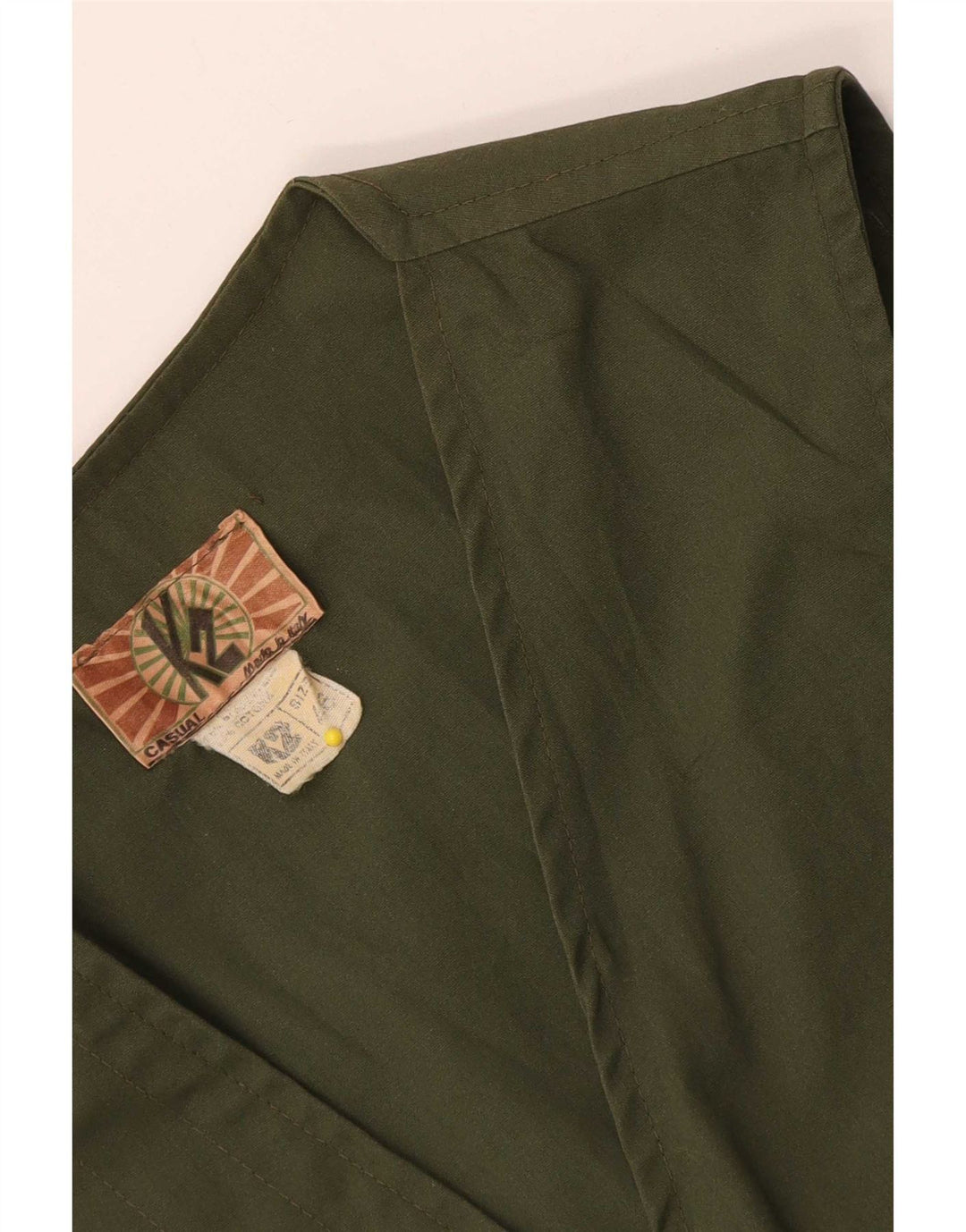 vintage Mens Utility Gilet IT 46 Petit Coton Kaki