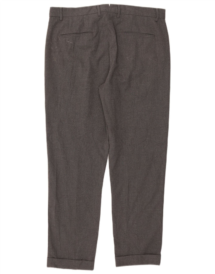 Zara Pantalon Chino Droit Homme EU 44 Large W34 L29 Gris Polyester