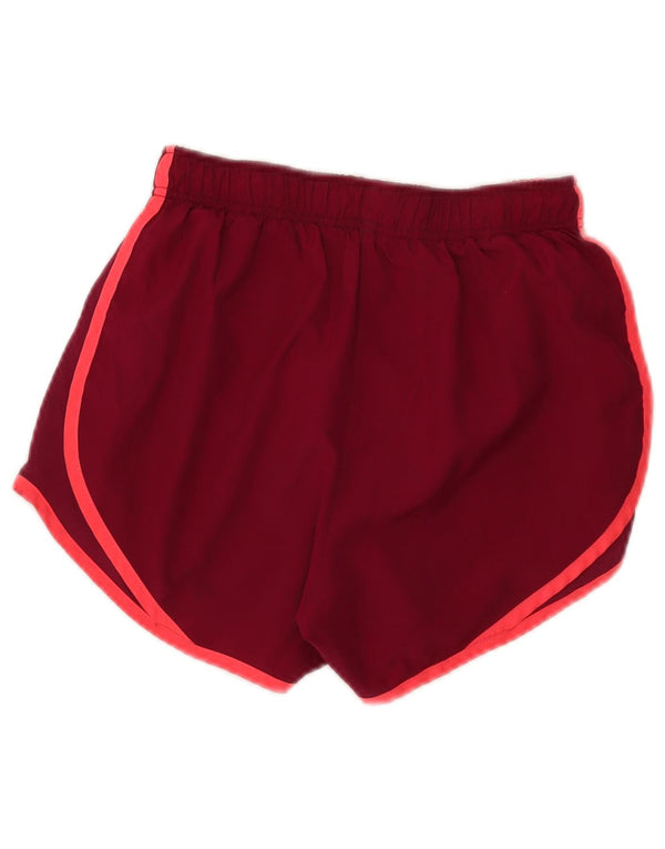 Nike Womens Dri Fit Sport Shorts UK 4 XS Burgundy Colourblock Polyester