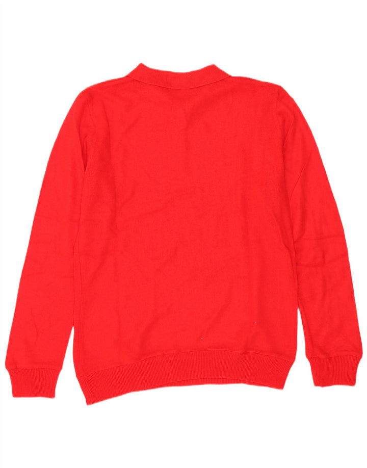 vintage Femme Polo Neck Jumper Pull IT 42 Moyen Rouge Polyacrylique