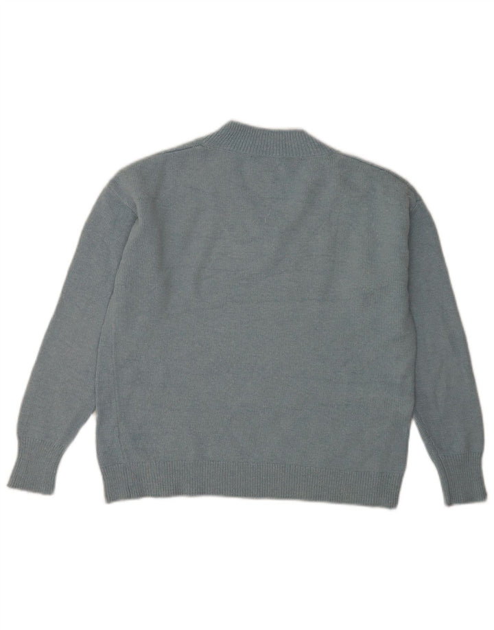 Massimo Dutti Pull col V pour femme UK 44 Bleu moyen Polyamide