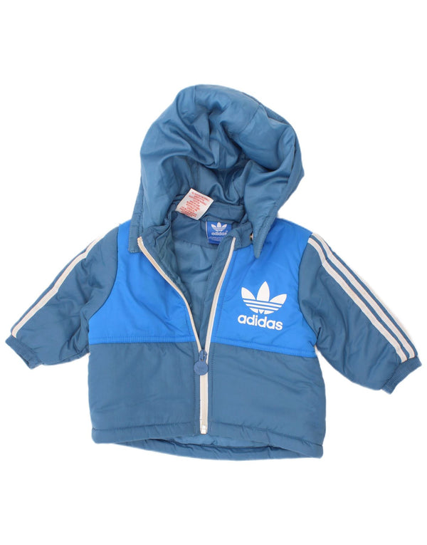 Adidas Veste matelassée à capuche graphique pour bébé garçon 3-6 mois Bleu color block