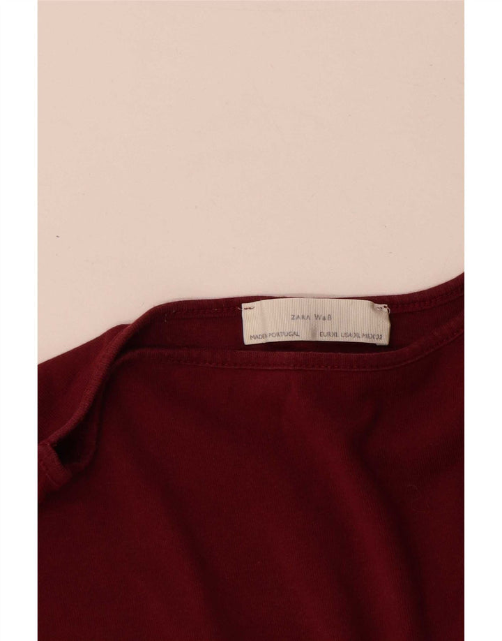 Zara Femme Top Manches 3/4 UK 18 XL Rouge