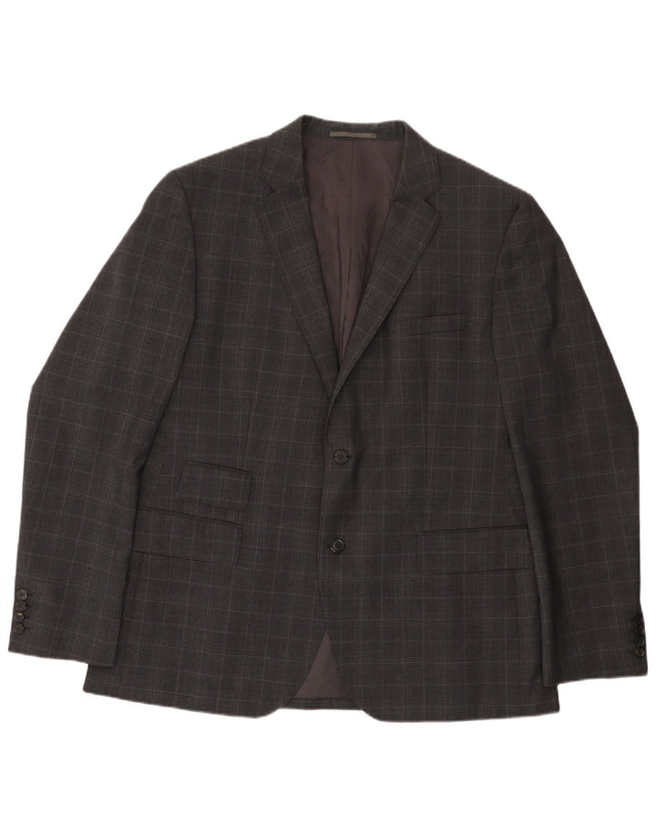Hugo Boss Veste blazer à 2 boutons pour homme EU 56 3XL Gris à carreaux en laine