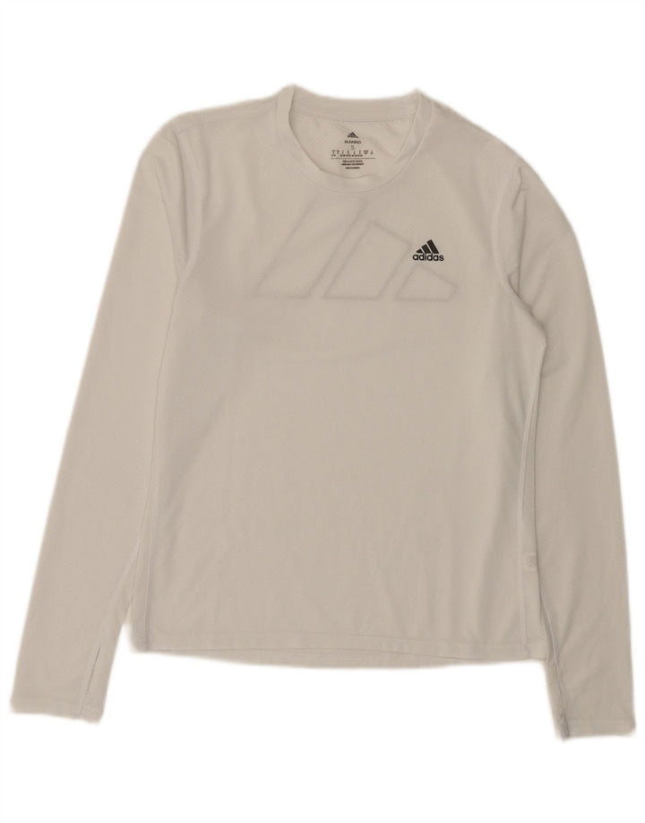 Adidas Haut graphique à manches longues pour femme UK 8/10 Petit Blanc Polyester
