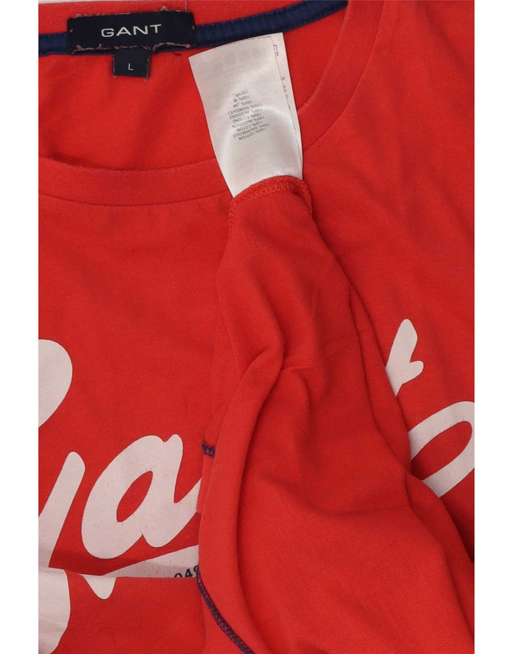 Gant Homme Graphic T-Shirt Top Large Rouge Coton