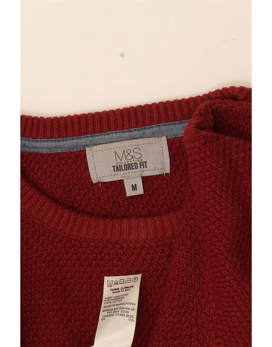 Marks & Spencer Pull à col rond coupe ajustée homme bordeaux moyen