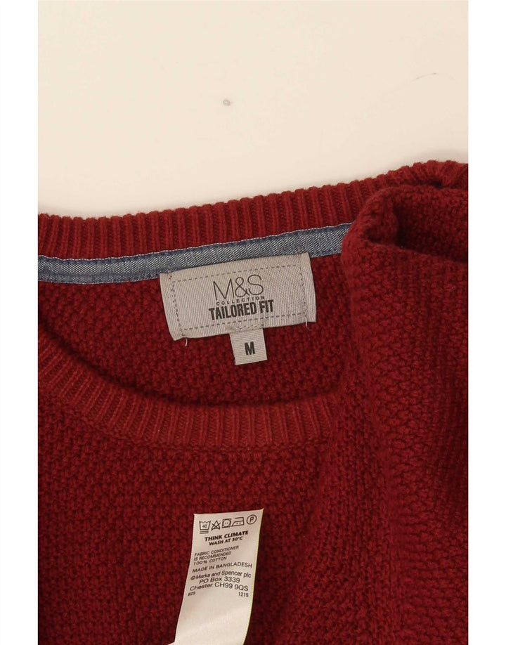 Marks & Spencer Pull à col rond coupe ajustée homme bordeaux moyen