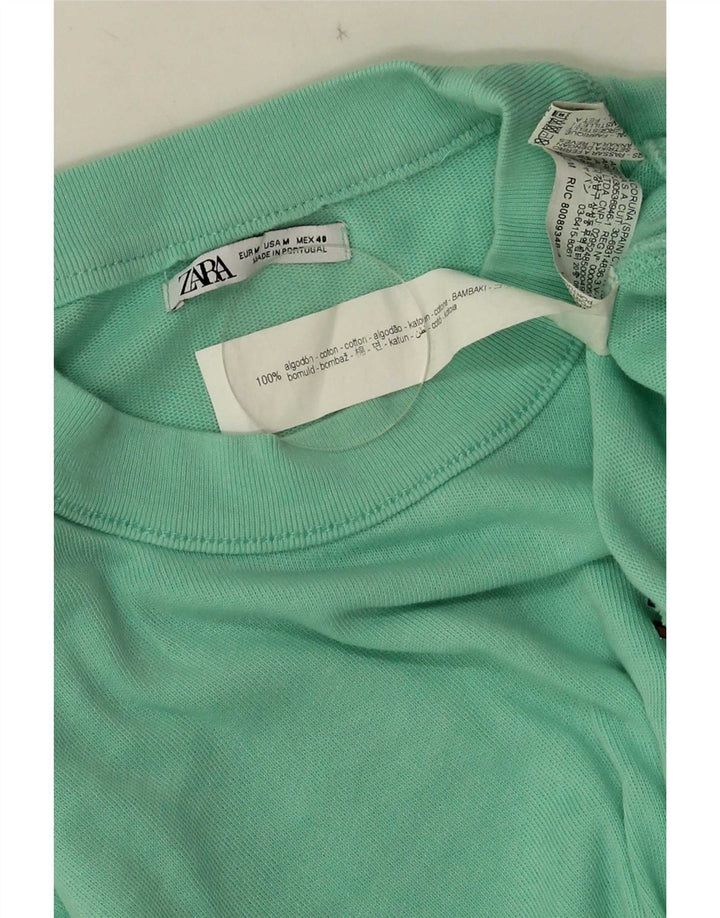 Zara Homme Graphic T-Shirt Top Vert Moyen Coton