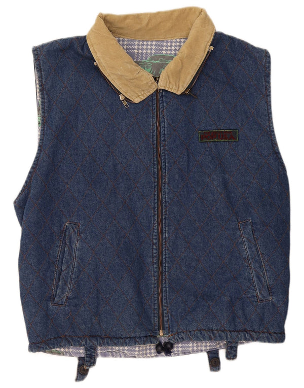 POP 84 Gilet en jean pour homme UK 42 XL Bleu géométrique