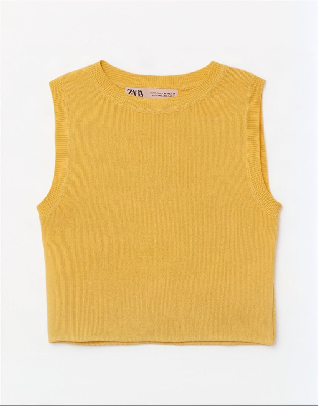 Zara Débardeur court pour femme UK 12 Viscose jaune moyen