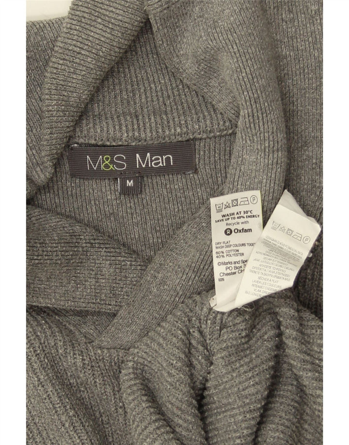 Marks & Spencer Pull col châle homme gris moyen coton
