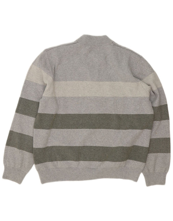 Marks & Spencer Pull à col zippé pour homme 2XL en coton rayé gris