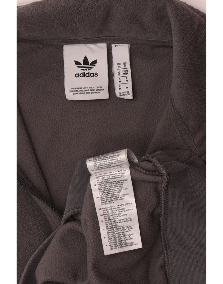 Adidas Pull polaire à col zippé pour homme Gris moyen Polyester