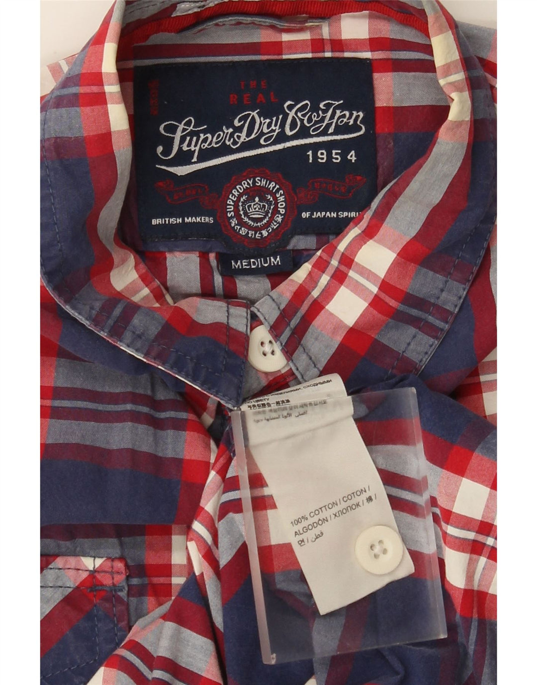 Superdry Chemise à Manches Courtes Homme Bleu Marine Moyen Check Cotton