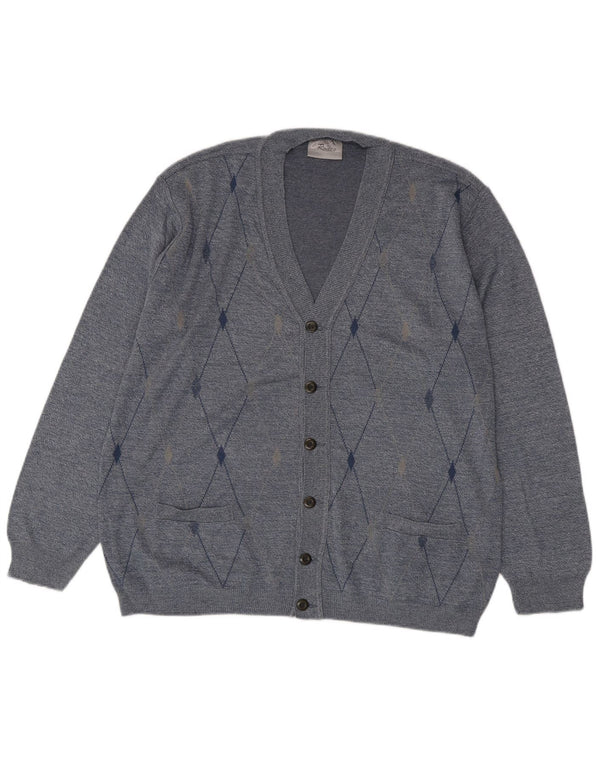 Rodes Pull Cardigan Homme 2XL Bleu Argyle/Diamant Acrylique