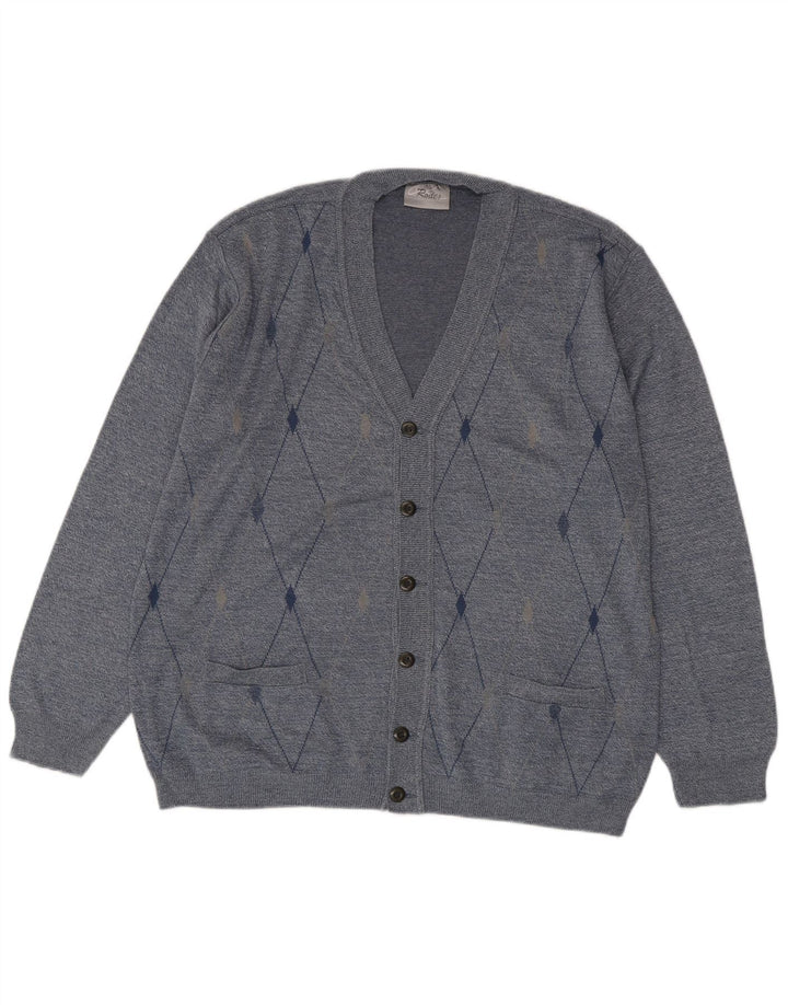 Rodes Pull Cardigan Homme 2XL Bleu Argyle/Diamant Acrylique