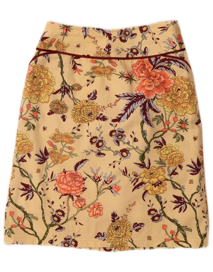 vintage Femme Midi Jupe Moyenne W28 Jaune Floral