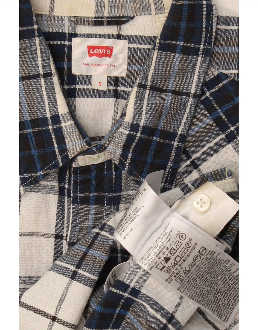 LEVI'S Chemise Homme Petit Carreau Bleu Marine Coton