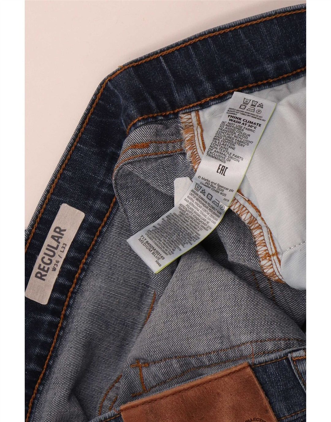 Marks & Spencer Jean droit régulier femme W36 L29 coton bleu