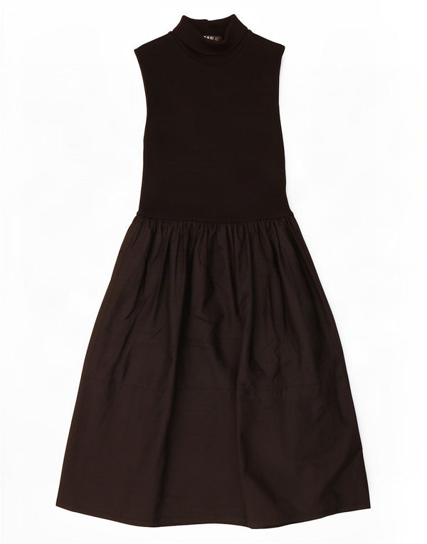 Zara Robe de princesse sans manches pour femme UK 12 en coton noir moyen