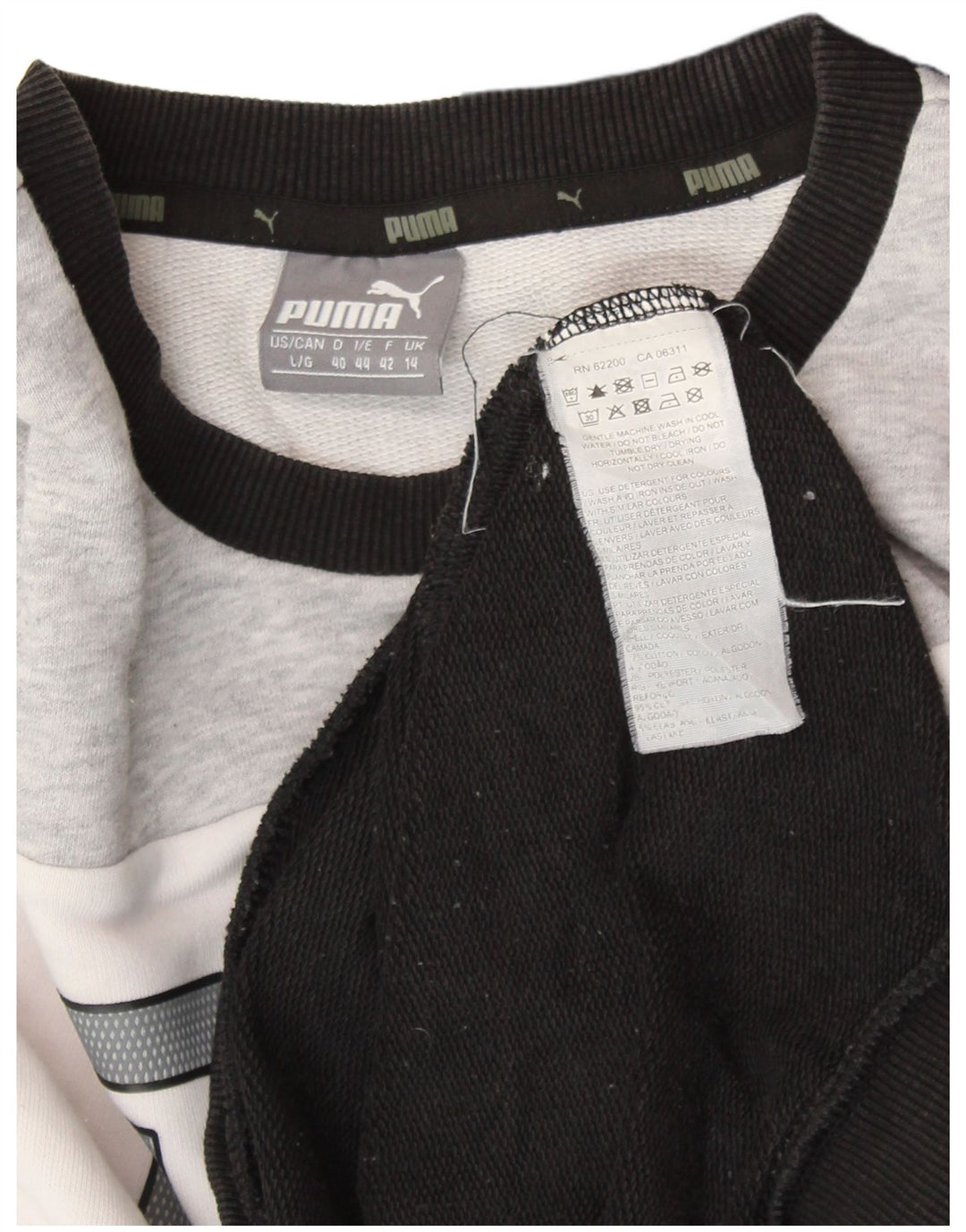 PUMA Sweat-shirt graphique pour femme UK 14 Large Noir Colourblock