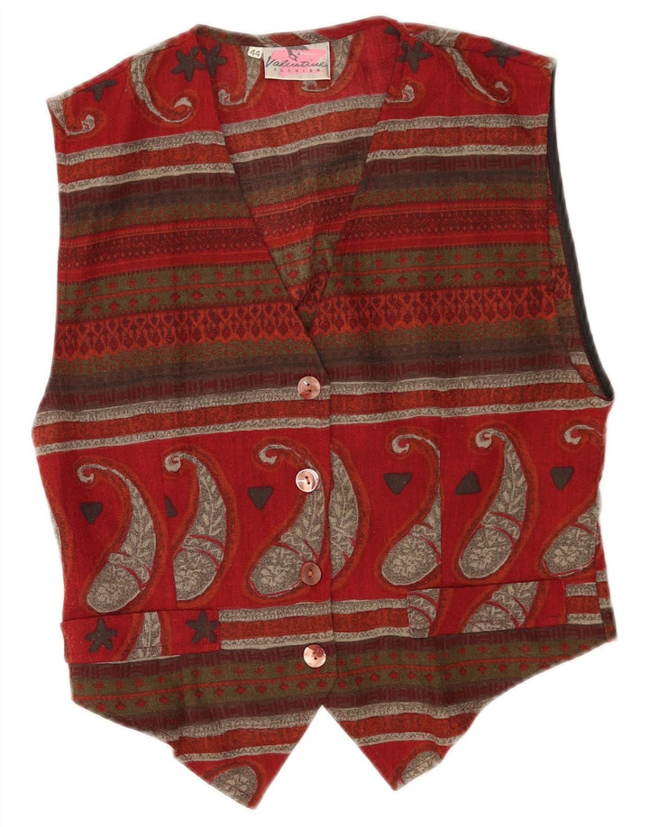 gilet femme vintage IT 44 Moyen Bourgogne Paisley Polyester