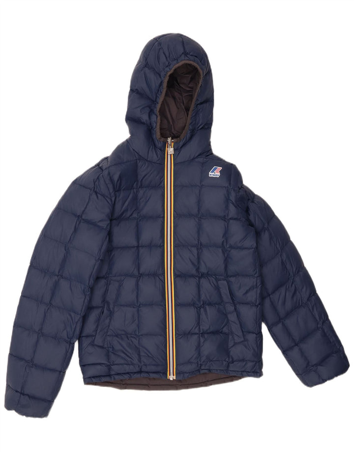 K-WAY Veste matelassée réversible à capuche pour garçon 11-12 ans Petit Gris