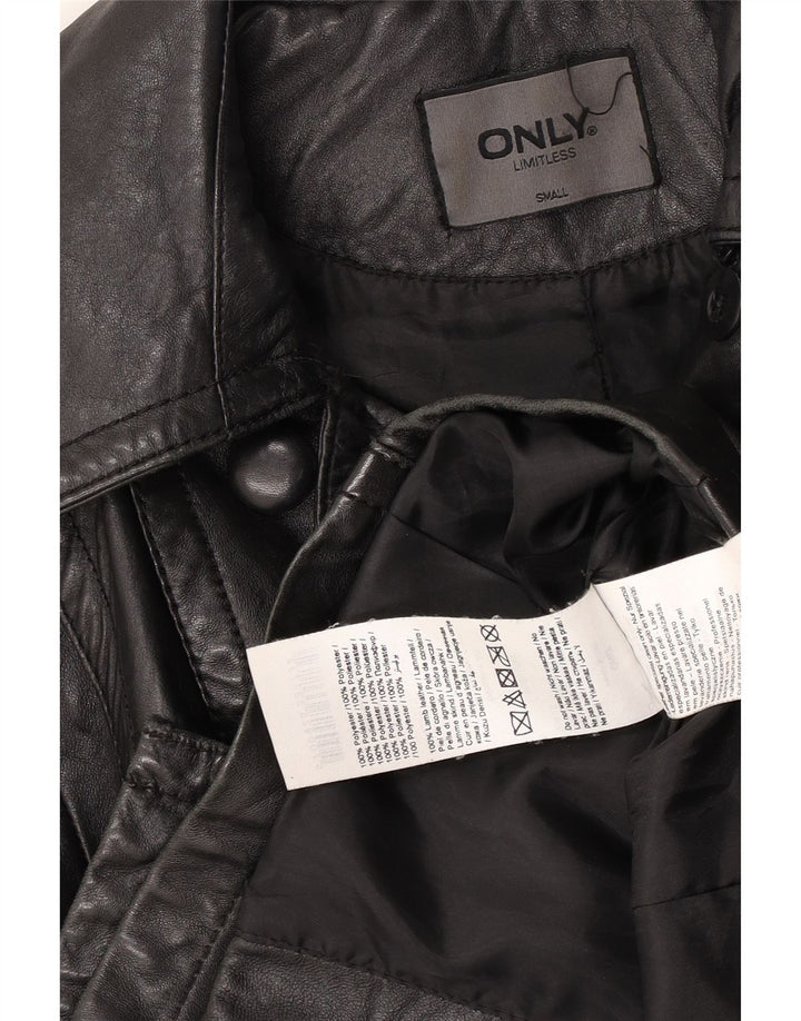 Only Veste en cuir pour femme UK 10 Petit cuir noir