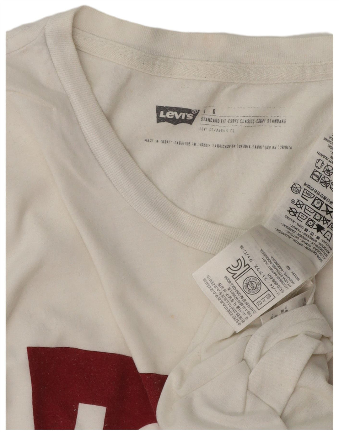 Levi's T-Shirt Graphique Coupe Standard Homme Blanc Large Coton