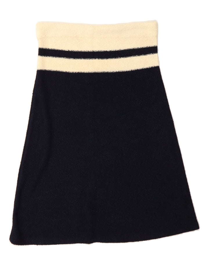 VINTAGE Womens A-Line Skirt IT 44 Medium W30 Navy Blue Colourblock Vintage Vintage and Second-Hand Vintage from Messina Hembry 