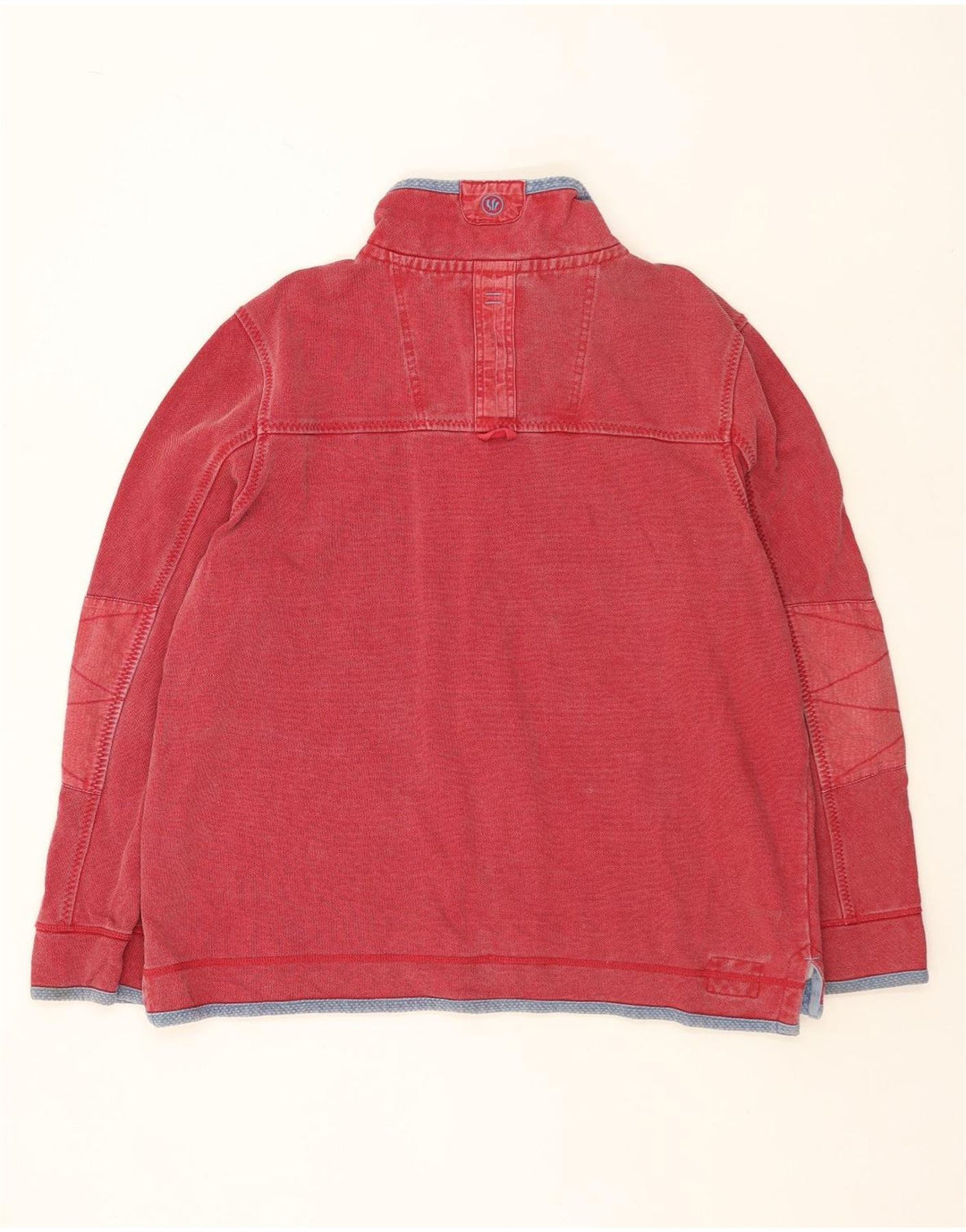 FAT FACE Homme Airlie Zip Neck Sweatshirt Jumper 2XL Rouge Coton