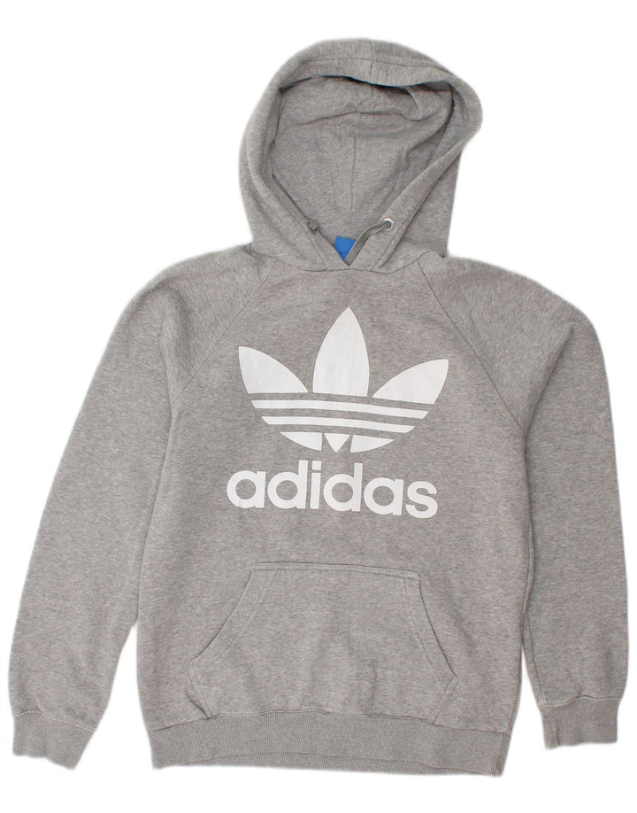 ADIDAS Pull à capuche graphique pour femme UK 10 Petit coton gris