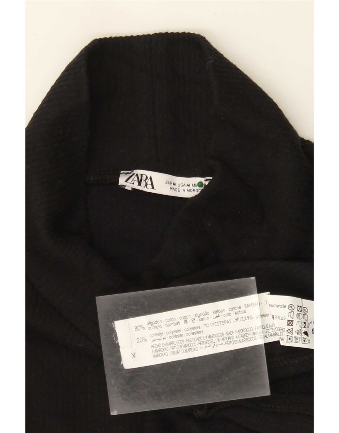 Zara Femme Haut Oversize Manches Longues UK 14 Coton Noir Moyen