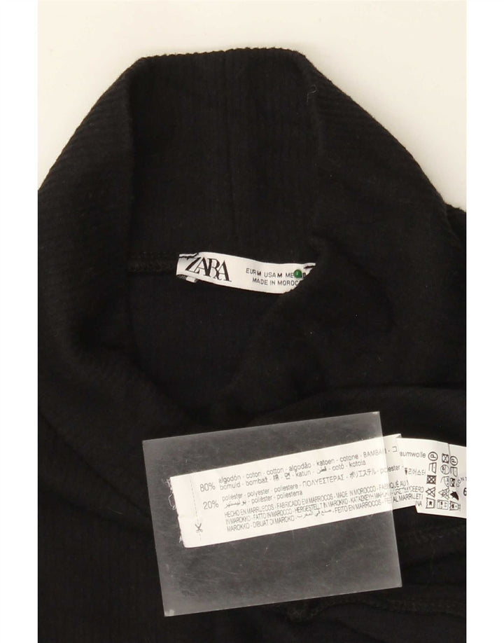 Zara Femme Haut Oversize Manches Longues UK 14 Coton Noir Moyen