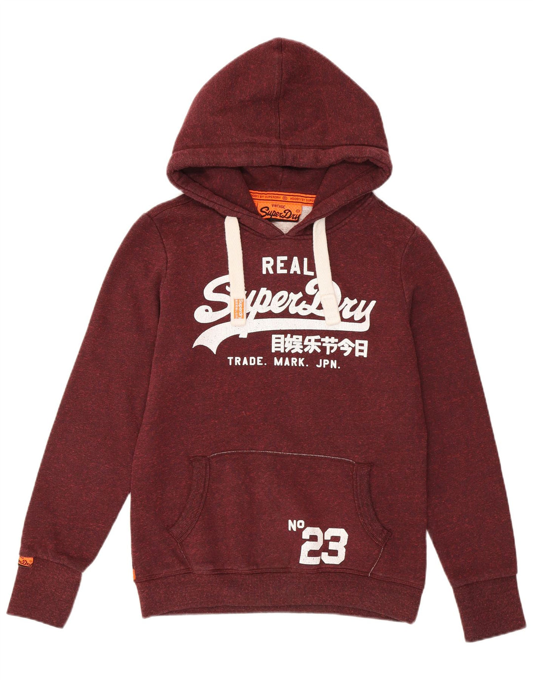 Superdry Pull à capuche graphique pour femme UK 14 Polyester bordeaux moyen