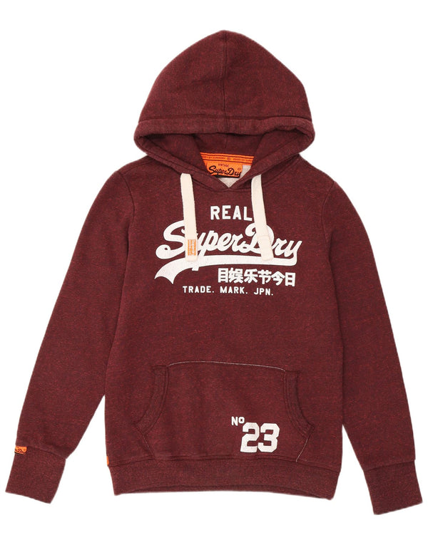 Superdry Pull à capuche graphique pour femme UK 14 Polyester bordeaux moyen