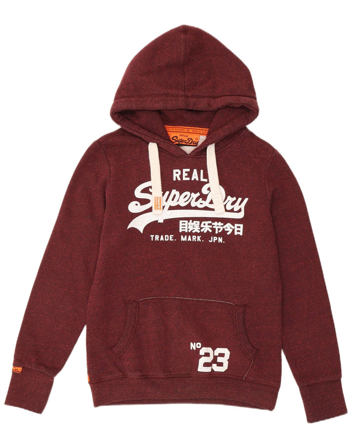 Superdry Pull à capuche graphique pour femme UK 14 Polyester bordeaux moyen