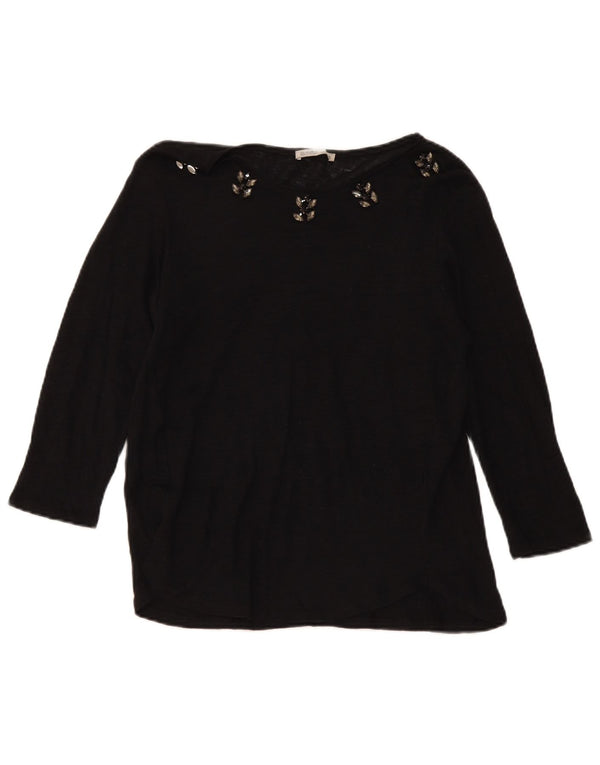 Zara Haut à manches longues pour femme UK 14 Large Noir