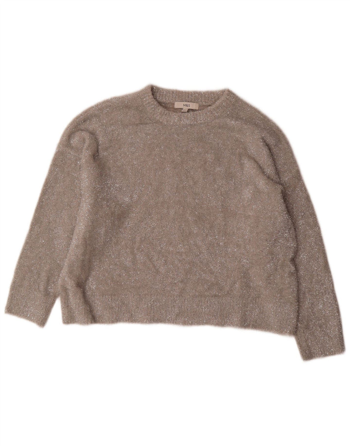 Marks & Spencer Pull surdimensionné à col rond pour femme UK 16 Large Gris