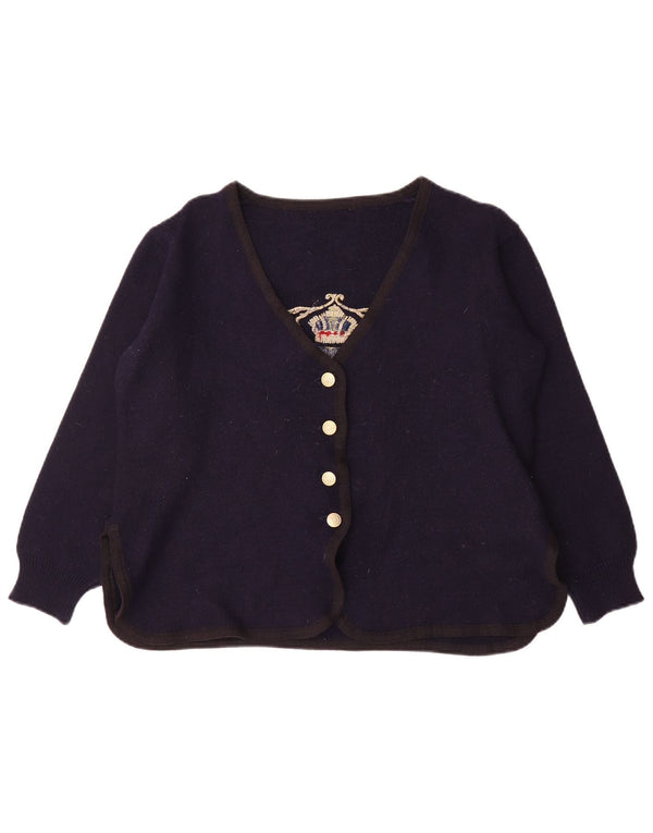 Trussardi Jeans Pull Cardigan Graphique Femme UK 16 Large Bleu Marine